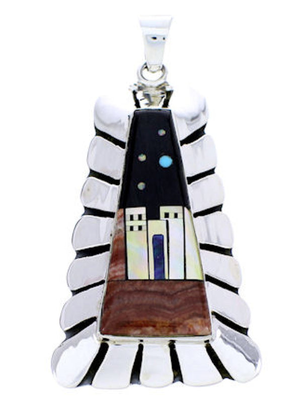 Native American Village Or Pueblo Design Multicolor Pendant YS71431